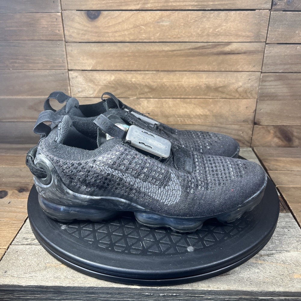 Nike Air VaporMax Youth Sz 4 Womens Sz 5.5 Flyknit Black-Grey Slip On Sneakers